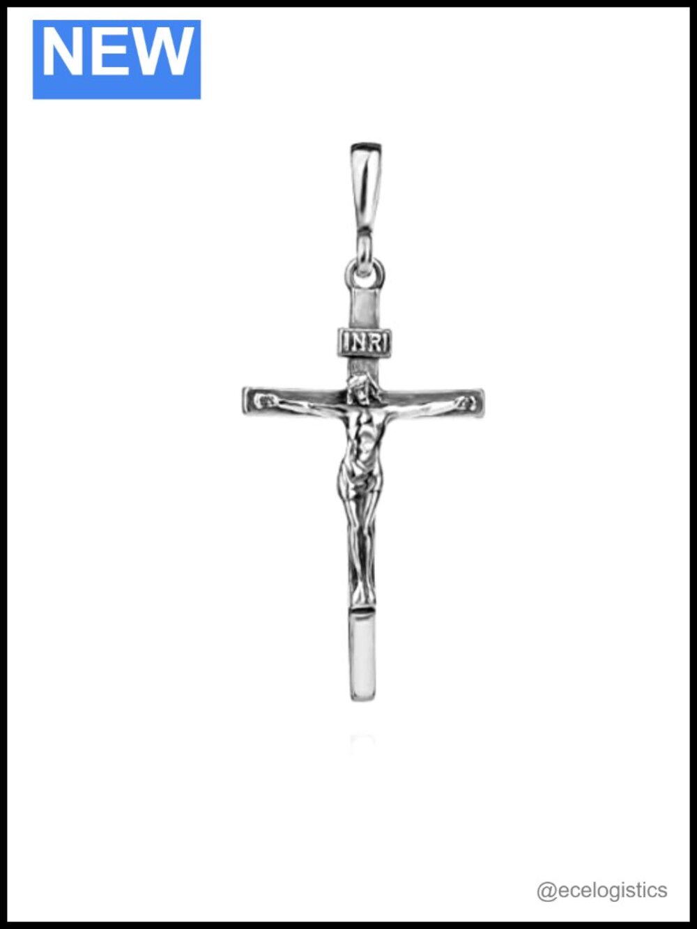 Sterling Silver 925 INRI Crucifix Cross Pendant Religious Unisex